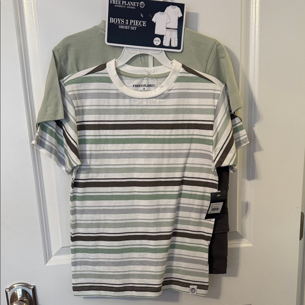 Free Planet Boys Multi-Striped Tee - Green, White, Grey